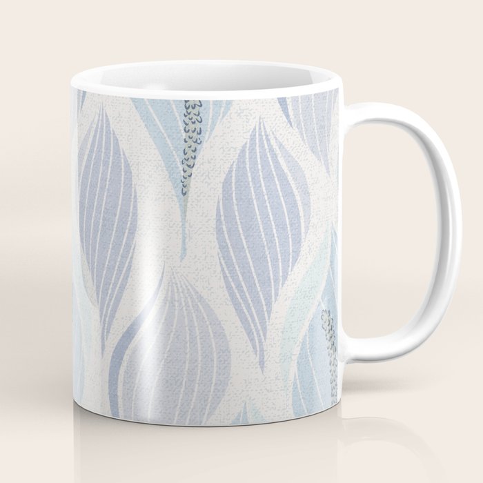 Minimalistic flow Peace lily flower powder blue Coffee Mug Gallery Image 1