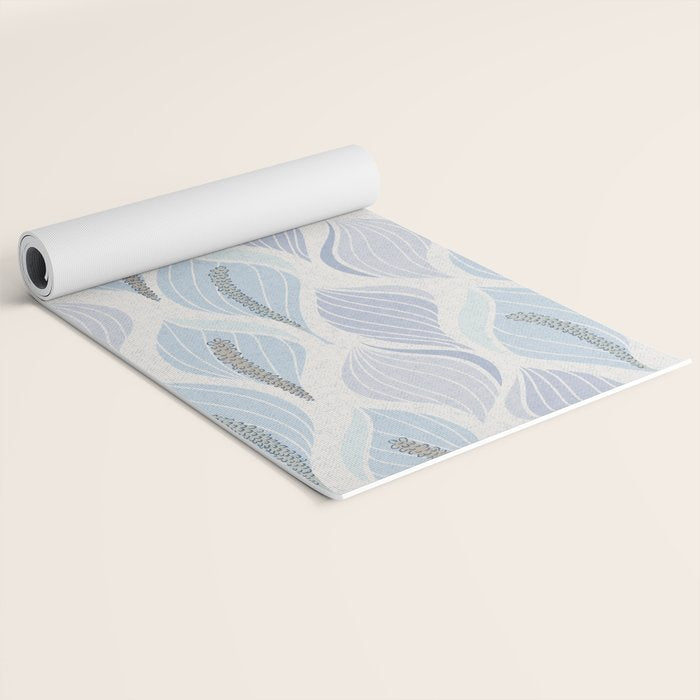 Minimalistic flow Peace lily flower powder blue Yoga Mat Gallery Image 2