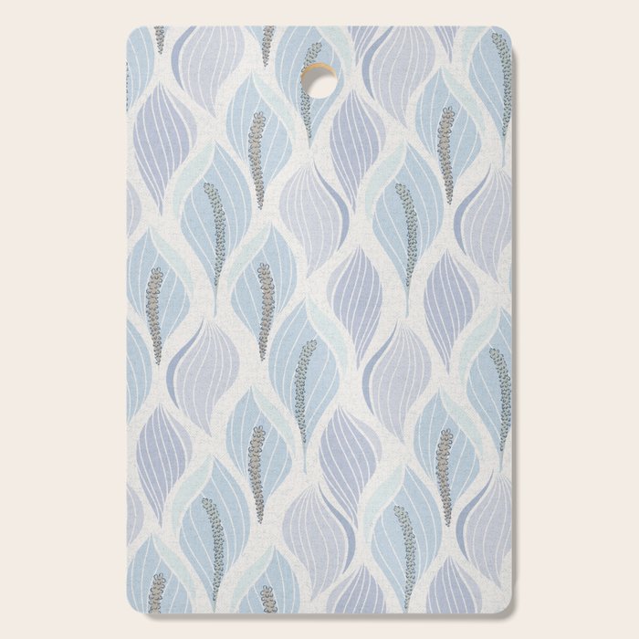 Minimalistic flow Peace lily flower powder blue Cutting Board Gallery Image 1