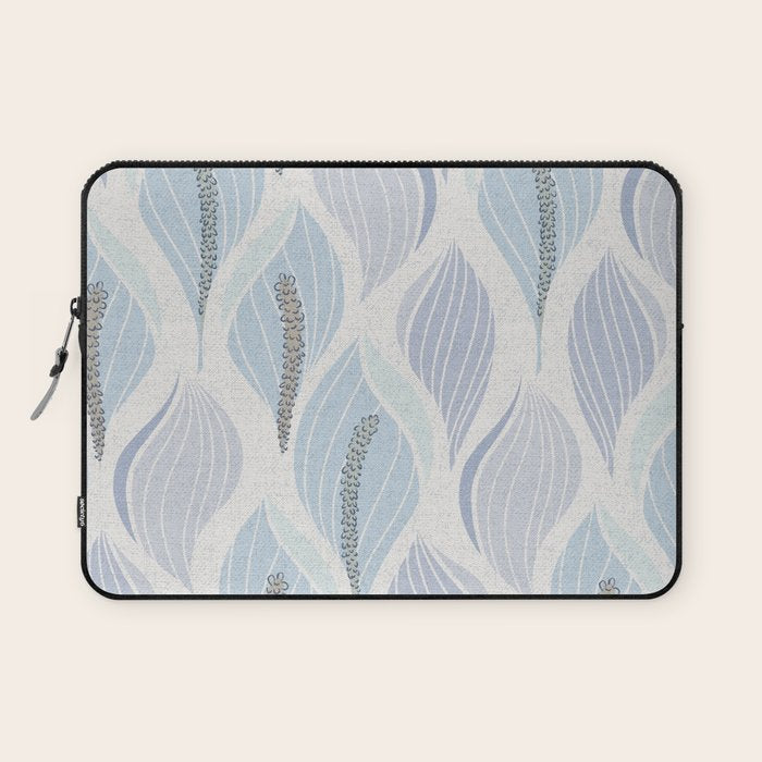 Minimalistic flow Peace lily flower powder blue Laptop Sleeve Gallery Image 1