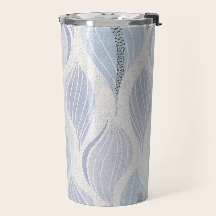 Minimalistic flow Peace lily flower powder blue Travel Mug Gallery Image 2