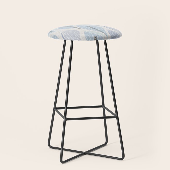 Minimalistic flow Peace lily flower powder blue Stool Gallery Image 1