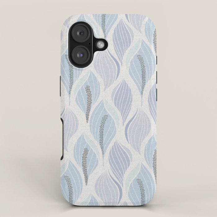 Minimalistic flow Peace lily flower powder blue iPhone Case Gallery Image 1