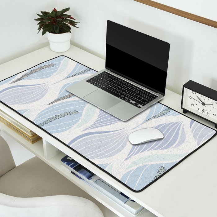 Minimalistic flow Peace lily flower powder blue Desk Mat Gallery Image 2