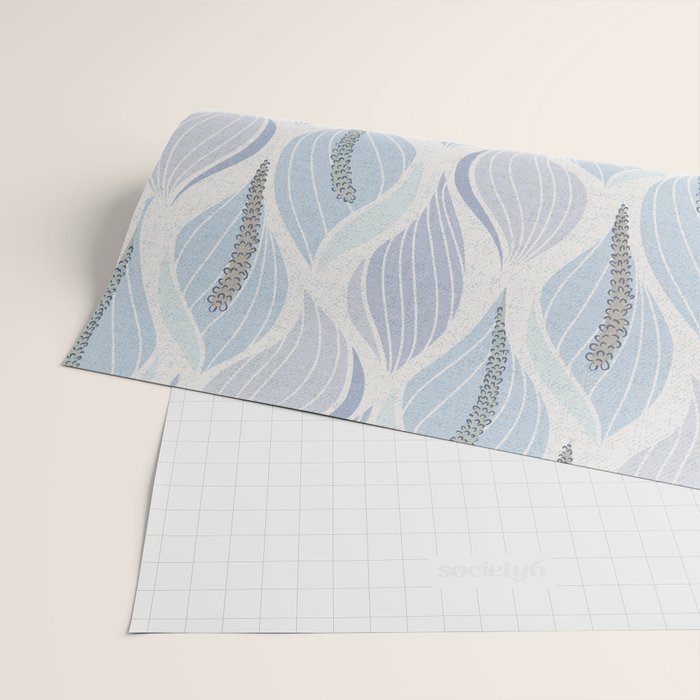 Minimalistic flow Peace lily flower powder blue Wrapping Paper Gallery Image 2
