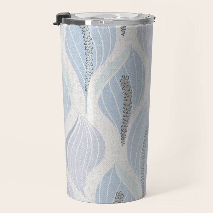 Minimalistic flow Peace lily flower powder blue Travel Mug Gallery Image 3