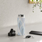Minimalistic flow Peace lily flower powder blue Water Bottle Gallery Image 4