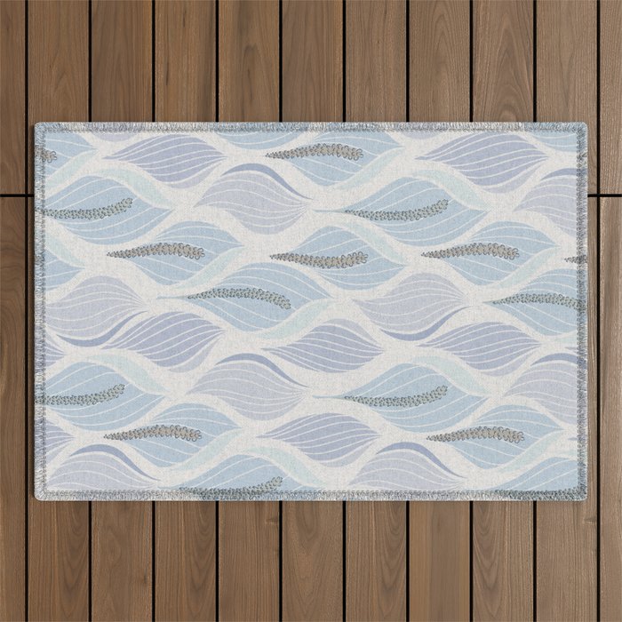 Minimalistic flow Peace lily flower powder blue Outdoor Rug Gallery Image 1
