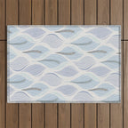 Minimalistic flow Peace lily flower powder blue Outdoor Rug Gallery Image 1