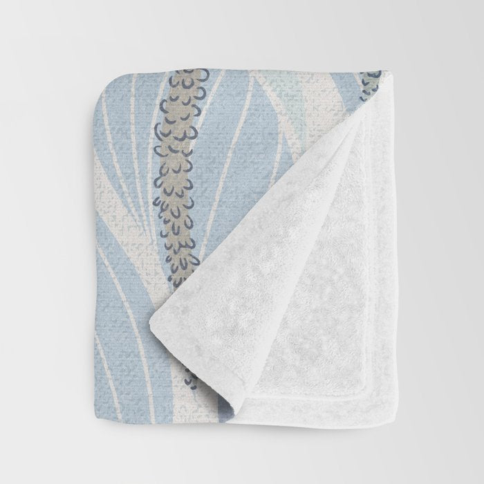 Minimalistic flow Peace lily flower powder blue Throw Blanket Gallery Image 3