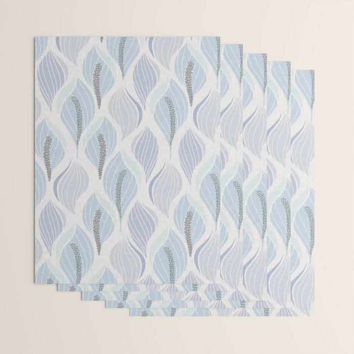 Minimalistic flow Peace lily flower powder blue Wrapping Paper Gallery Image 3