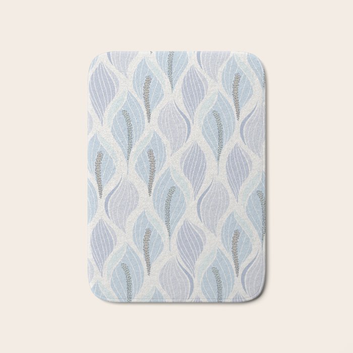 Minimalistic flow Peace lily flower powder blue Bath Mat Gallery Image 1