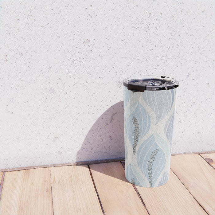 Minimalistic flow Peace lily flower powder blue Travel Mug Gallery Image 4