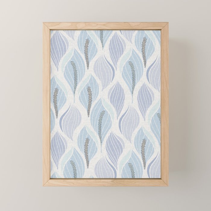 Minimalistic flow Peace lily flower powder blue Mini Art Print Gallery Image 1