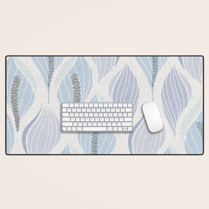 Minimalistic flow Peace lily flower powder blue Desk Mat Gallery Image 1