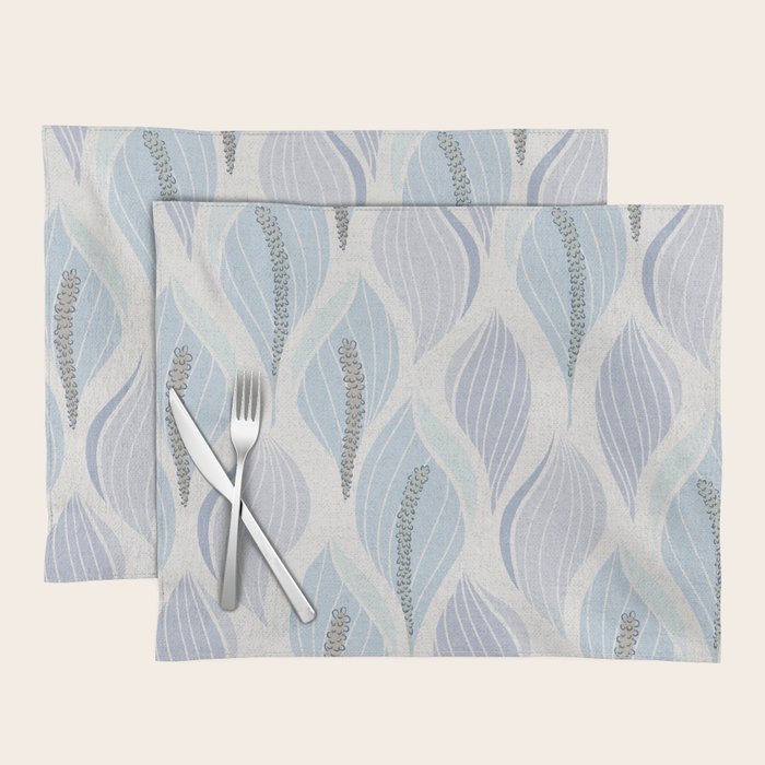 Minimalistic flow Peace lily flower powder blue Placemat Gallery Image 1