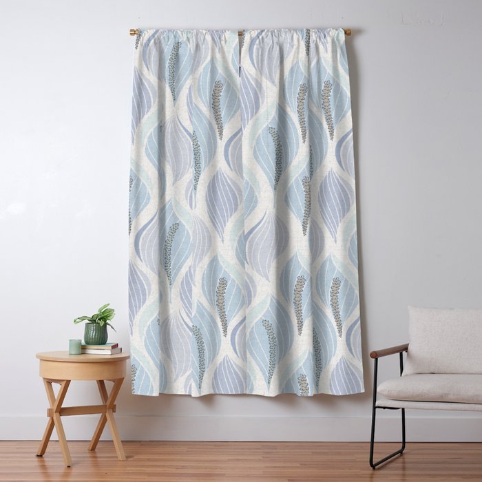 Minimalistic flow Peace lily flower powder blue Window Curtain Gallery Image 5