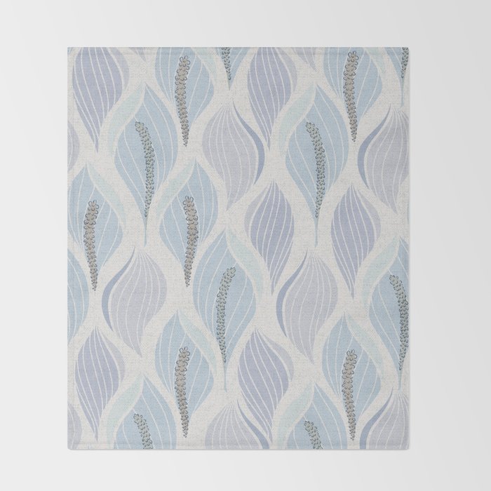Minimalistic flow Peace lily flower powder blue Throw Blanket Gallery Image 2
