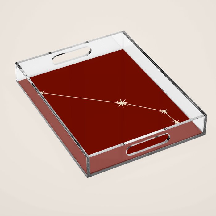 Aries Zodiac Star Constellation Line Art Ruby Red Acrylic Tray Gallery Image 1