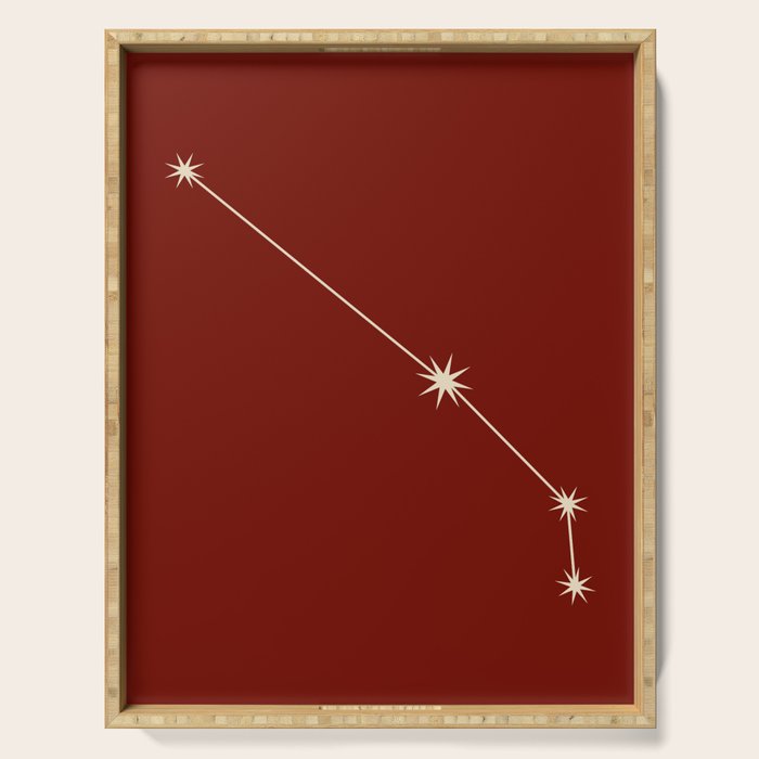 Aries Zodiac Star Constellation Line Art Ruby Red Serving Tray Gallery Image 1