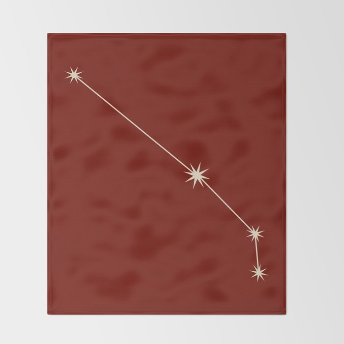 Aries Zodiac Star Constellation Line Art Ruby Red Throw Blanket Gallery Image 2