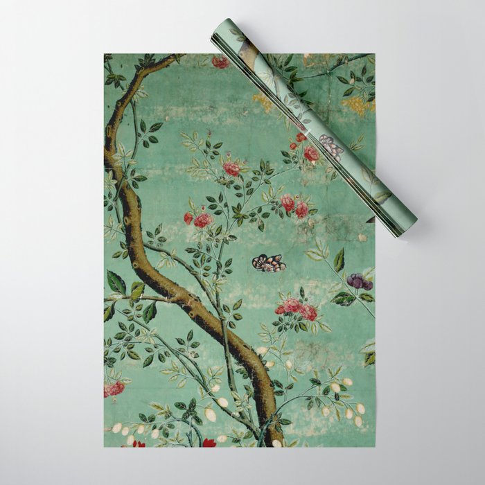 Antique 18th Century Blooming Camellia Garden Botanical Wrapping Paper Gallery Image 1