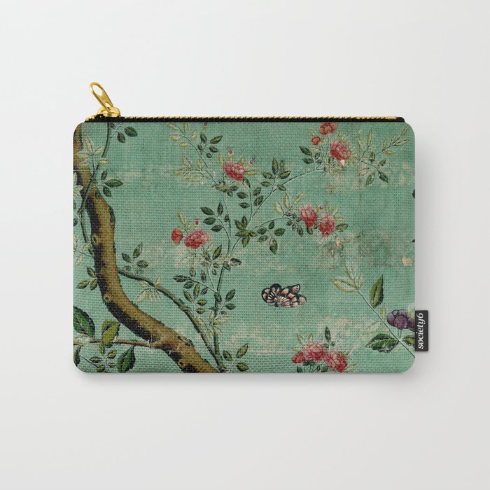 Antique 18th Century Blooming Camellia Garden Botanical Carry All Pouch Gallery Image 1