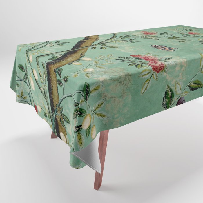 Antique 18th Century Blooming Camellia Garden Botanical Tablecloth Gallery Image 1