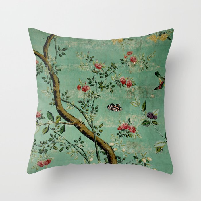 Antique 18th Century Blooming Camellia Garden Botanical Throw Pillow Gallery Image 6