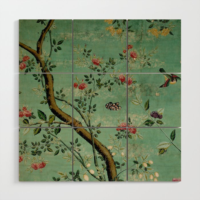 Antique 18th Century Blooming Camellia Garden Botanical Wood Wall Art Gallery Image 1