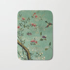 Antique 18th Century Blooming Camellia Garden Botanical Bath Mat Gallery Image 1