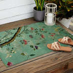 Antique 18th Century Blooming Camellia Garden Botanical Outdoor Rug Gallery Image 2