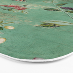 Antique 18th Century Blooming Camellia Garden Botanical Bath Mat Gallery Image 3