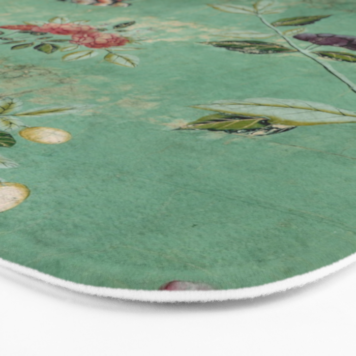 Antique 18th Century Blooming Camellia Garden Botanical Bath Mat Gallery Image 3