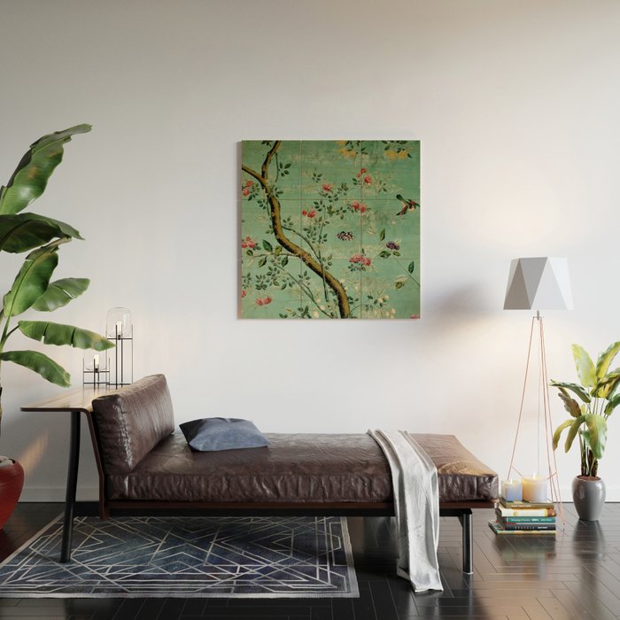 Antique 18th Century Blooming Camellia Garden Botanical Wood Wall Art Gallery Image 2