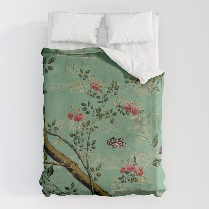 Antique 18th Century Blooming Camellia Garden Botanical Duvet Cover Gallery Image 1