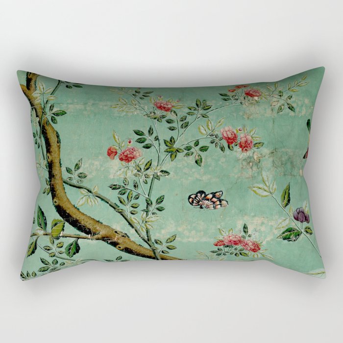 Antique 18th Century Blooming Camellia Garden Botanical Rectangular Pillow Gallery Image 1