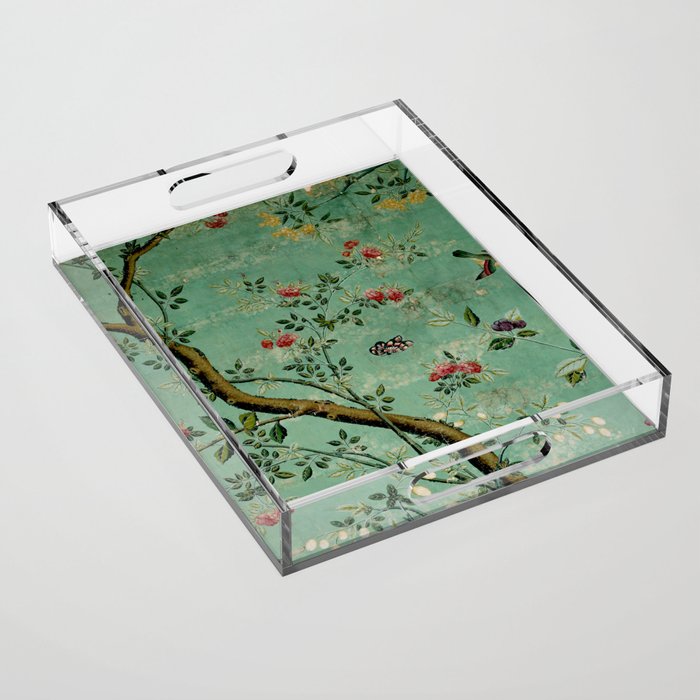 Antique 18th Century Blooming Camellia Garden Botanical Acrylic Tray Gallery Image 1