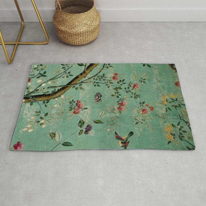 Antique 18th Century Blooming Camellia Garden Botanical Rug Gallery Image 1