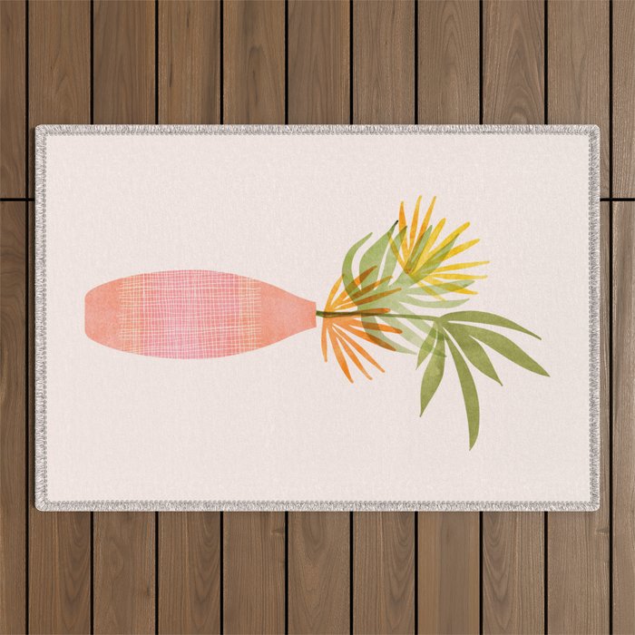 Simple Modern Tropical Bouquet Outdoor Rug Gallery Image 1