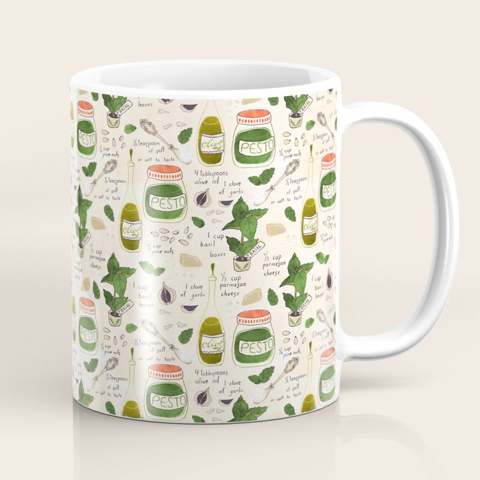 Pesto. Illustrated Recipe. Coffee Mug Gallery Image 1