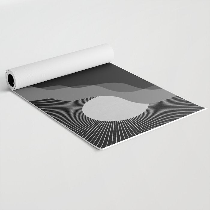 Abstraction_SUNRISE_SUNSET_BLACK_WHITE_MONO_POP_ART_0622A Yoga Mat Gallery Image 2