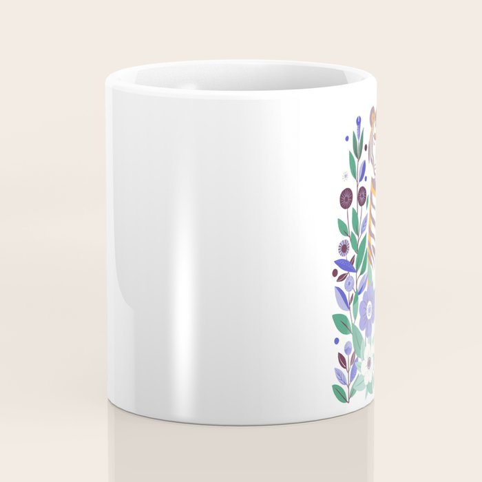 Floral Tiger in a Bold Jungle - Vibrant Botanical Wildlife Art Coffee Mug Gallery Image 4