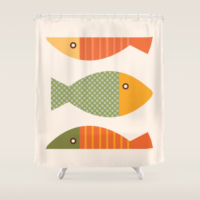 Geometrical Fish Shower Curtain Gallery Image 1