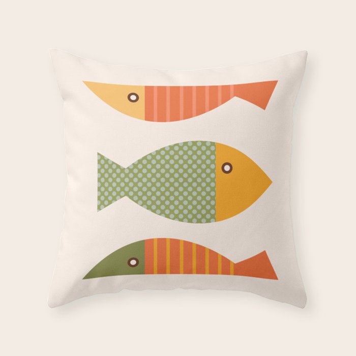 Geometrical Fish Throw Pillow
