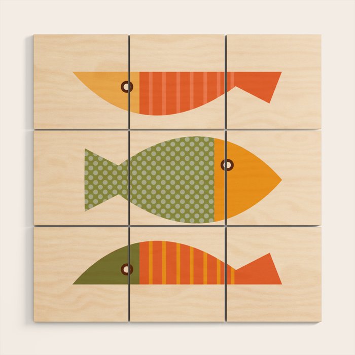 Geometrical Fish Wood Wall Art Gallery Image 1