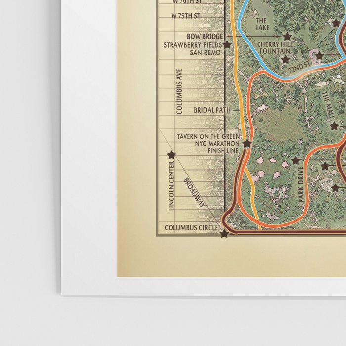 NYC's Central Park [Vintage Inspired] "San Remo" Running route map Poster Gallery Image 3