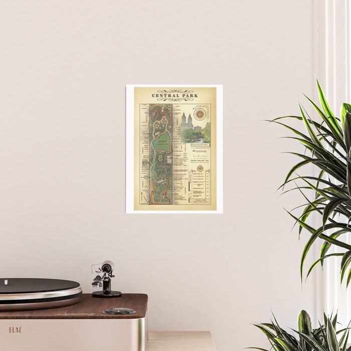 NYC's Central Park [Vintage Inspired] "San Remo" Running route map Poster Gallery Image 2