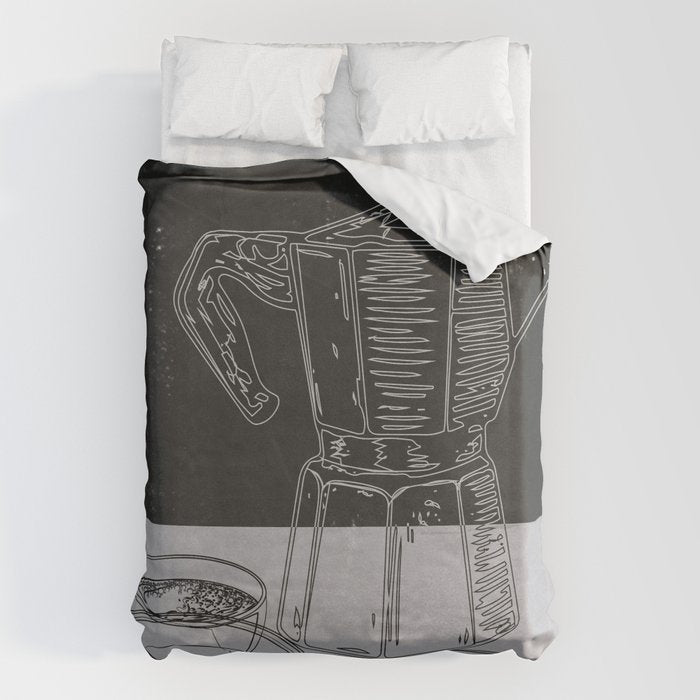 Minimalist Black And White Coffee Cups Duvet Cover Gallery Image 6
