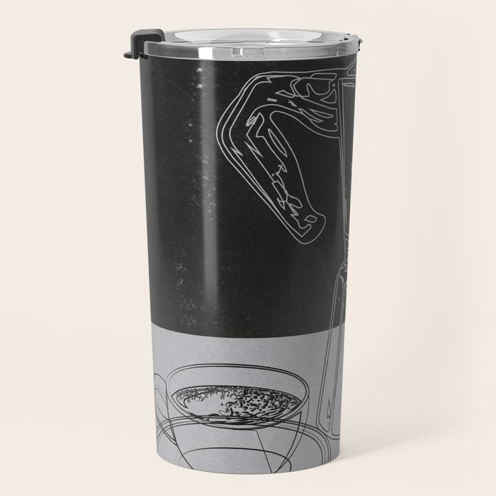 Minimalist Black And White Coffee Cups Travel Mug Gallery Image 3